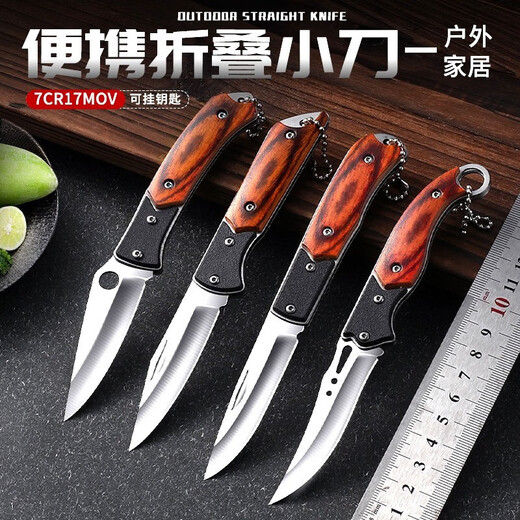 OPPEIN Folding Fruit Knife Household Knife Stainless Steel Sharp Fruit Knife Outdoor Hand Knife Multifunctional Portable Knife Hand Knife with Tail Ring