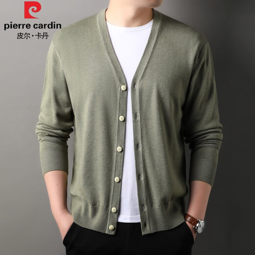 Pier Cardin Cardigan Herren 2024 Frühling und Herbst Neue Festkörper-Strickjacke für und junge Männer lässig V-Ausschnitt Dünne Strickjacke Leinengrau 175/l [geeignet für 135-150jin [Jin gleich 0,5 kg]]