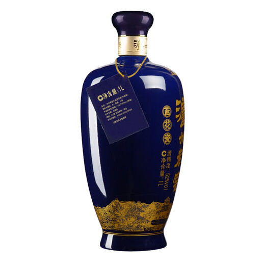 Luzhou Laojiao Blue Flower Porzellan TOU qu große Flasche große Kapazität Reicher Duft Weißwein 52 Grad 1000 ml Einzelflasche
