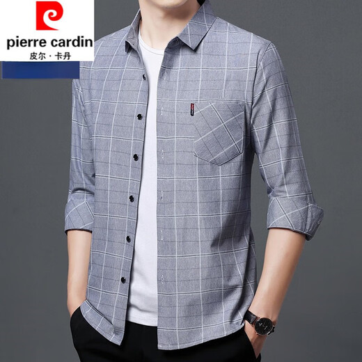 Pier Cardin Pure Cotton Комфортный рубашка с длинными рукавами мужская весна и осень средних и пожилых клетчатых клетчатых клетчатых клетчатых рубашков крупноразмерной рубашки с ватной рубашкой 6626 Синий тонкий стиль 180/2xl Рекомендуется 145-160JIN [JIN равняется 0,5 кг]