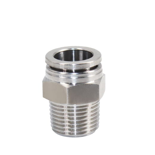 304 stainless steel PC quick-plug pneumatic quick-connect threaded high-pressure air nozzle PT1/4 straight-through docking air pipe quick connector 304-PC10-04