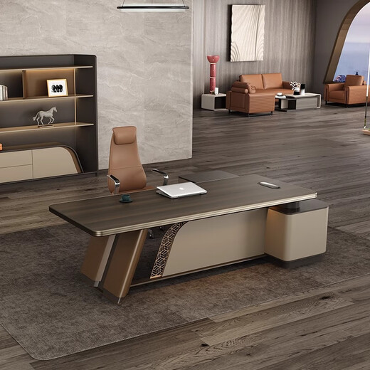 Hanjitangyu light luxury desk boss desk and chair combination high-end simple modern president office chairman executive desk 2.0 meters boss desk