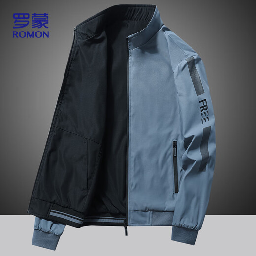 ROMON Jacke Herren Herbst Business Casual Jacke Outdoor Sport Mode vielseitig doppelseitig Top 9866 Nebelblau 2XL