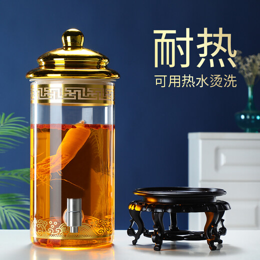 Enyi large diameter wine bottle with faucet thickened sealed glass wine jar medicinal wine jar 100Jin Jin equals 0.5kg + base