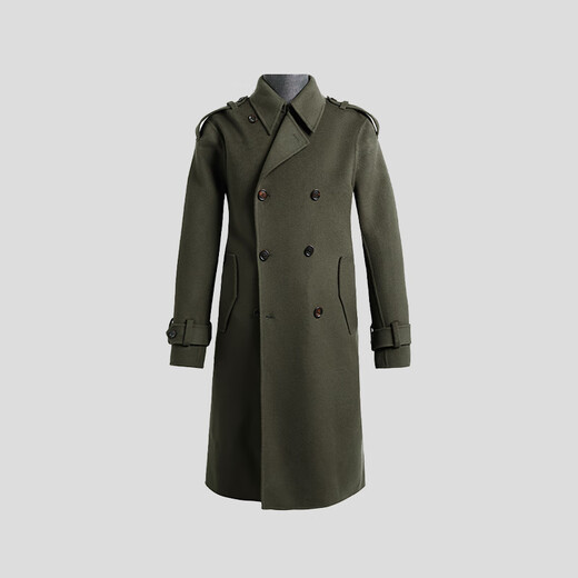 VICUTU Men's Fashion Lapel Business Casual Wool Wool Coat Green 175/92A