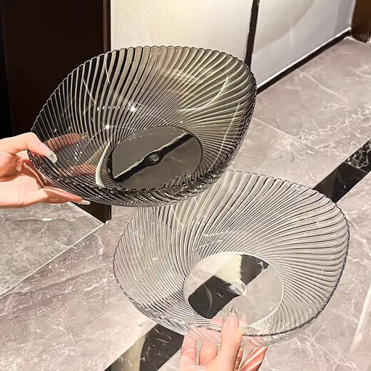 Fruit plate, living room, home coffee table, fruit plate, high-end front desk candy plate, snack plate, transparent gray silver single pack