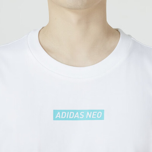 阿迪达斯 （adidas）Neo短袖T恤男士夏季运动服时尚印花休闲圆领半袖衫上衣 HC9717白色 L