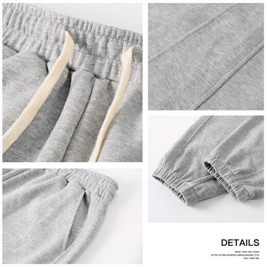 Langsha sweatpants men's spring and autumn wear-resistant and not easy to pilling pants men's loose and comfortable casual pants men's drawstring men's trousers gray XXL recommended 175-185cm