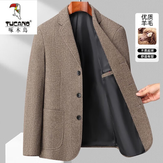 Holzpecker (Tucano) Herbst Dicke Fischgräten-Wollanzug mittleren Alters Geschäfte Casual Woolen Blazer Herren Singles West Top Grey 170/m