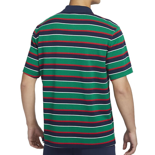 Nike (NIKE) men's clothing, comfortable and versatile loose casual striped sports lapel short-sleeved T-shirt, FN3897-010 FN3897-410 L