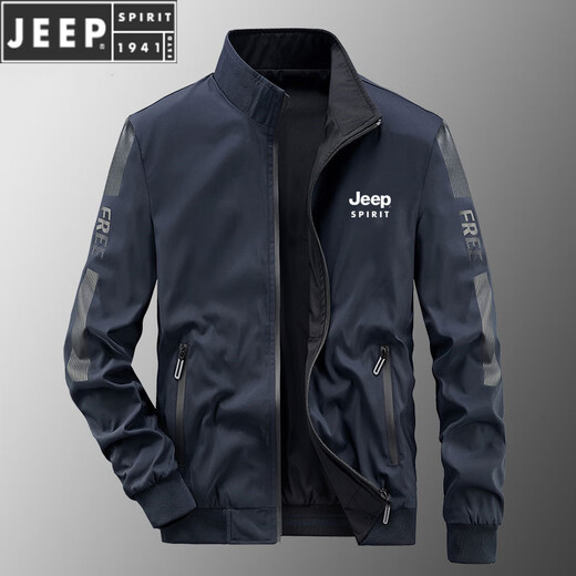 JEEP SPIRIT jacket men's spring and autumn stand collar loose double-sided wear winter youth middle-aged business jacket with cotton jacket 9866 dark gray plus cotton style [upgrade version] 2XL (recommended 145-160Jin [Jin equals 0.5 kg])