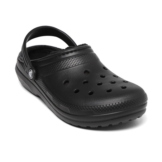 crocs卡骆驰儿童秋冬新款保暖洞洞鞋舒适家居冬季棉拖鞋207010_060 黑色 32 -33 (200mm)