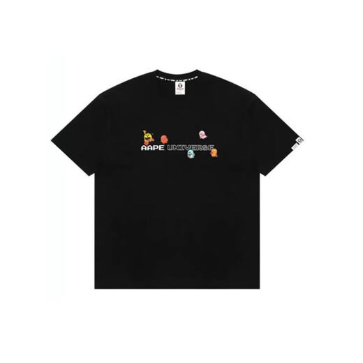 AAPE Hong Kong Trendy Brand Frühling und Sommer Ape Beauty Art Camouflage Pac-Man Print Loose Version Round Hals kurzärärmiges Paar T-Shirt 677 Black 2xl Empfohlenes Gewicht 160-175 Jin [Jin entspricht 0,5 kg]