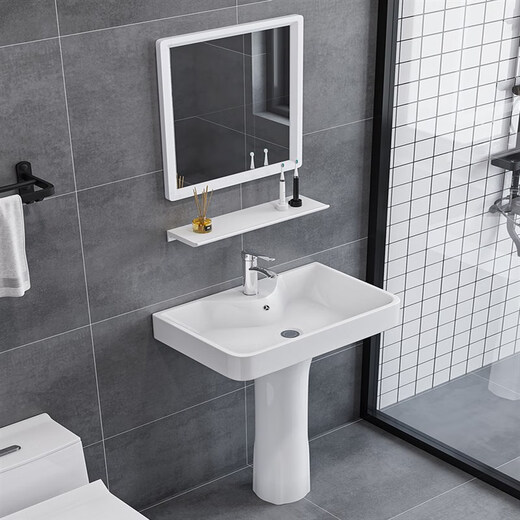 Household ceramic pedestal basin wash basin wash basin integrated floor-standing wash basin bathroom sink small apartment 40*29 pedestal basin with drainer