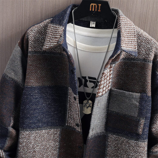 Isaac Paul Brushed Shirt Collar Jacket Men's 2025 Spring and Autumn New Plaid Trendy Versatile Men's Casual Top Brown