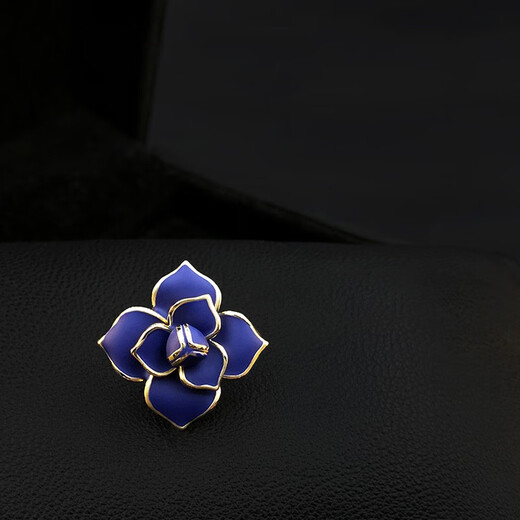 
VanCalen brooch men's enamel flower small brooch men and women's suit suit collar buckle pin hair goddess' day gift gold edge deep blue