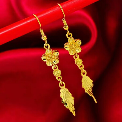 Fat Donglai's same gold-plated ear wire gold earrings for women, gold earrings, golden tassels, fashion gifts for women, Jinhua Yiyu ear wire