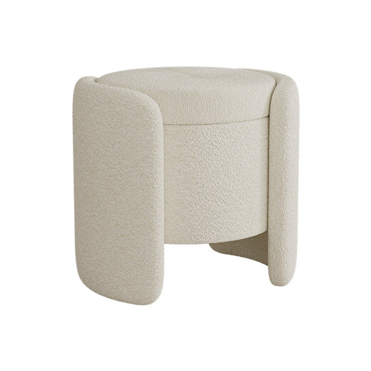 Mexueer light luxury makeup chair simple bedroom internet celebrity dressing table stool bed end storage round stool door storage shoe changing stool lambs velvet white