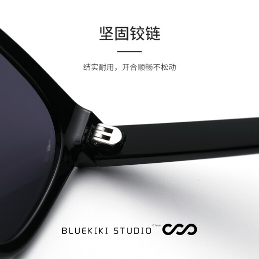 Bluekiki sunglasses, unisex, square frame, large frame, men's driving glasses, women's anti-UV glasses TR91 black frame, black film