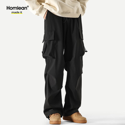 Pantalones de trabajo de paracaidismo funcional americano de homlean Nicho suelto de primavera y verano Nicho de senderismo informal S6603 Negro 3xl