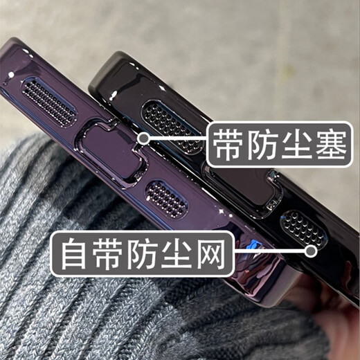 Mu Nian comes with dust-proof plug, suitable for Apple 15promax mobile phone case, transparent silicone soft shell, iphone15pro with lens film, fully transparent, with dust-proof plug and dust-proof net, iPhone15ProMax