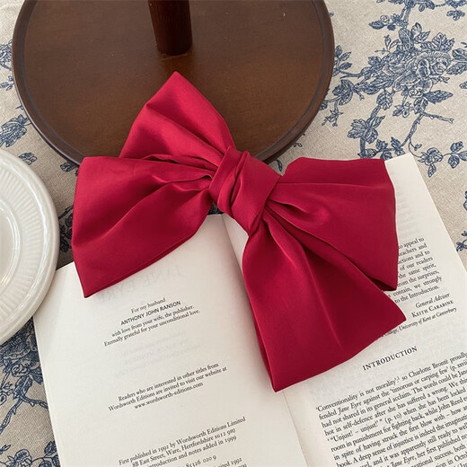 Yililuo Big Bow Hairpin French Retro Satin Net Red Hair Accessory Women's Half-tied Hair Temperament Top Hairpin at the Back of the Head Bow Milky White