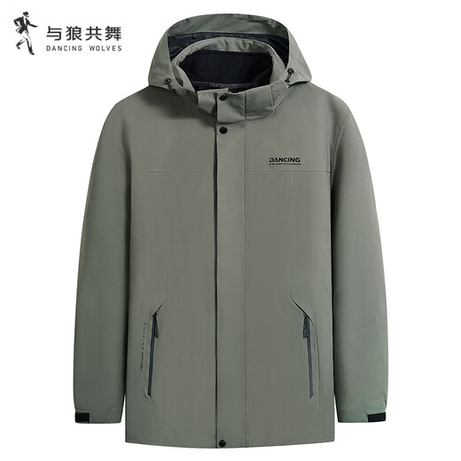 Dances with Wolves 3-in-1 Removable Liner Outdoor Mountaineering Fleece Liner Men's Jacket 210 Olive Green 175