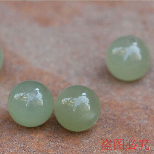 Zun cabinet natural Xinjiang Hetian jade, blue and white jade loose beads, blue lake green beads, smoke purple bracelet jade transfer beads, 8mm lake green quality one through hole