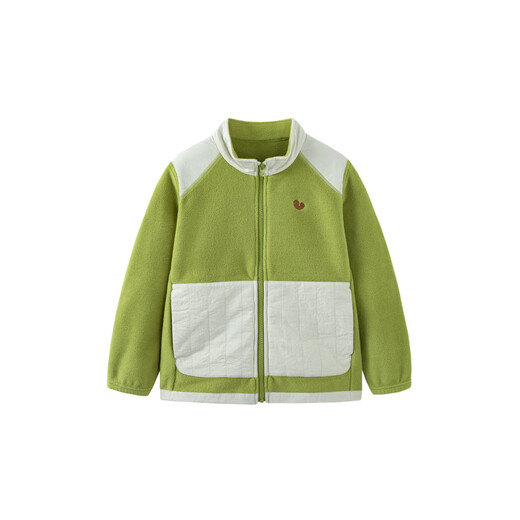 Mini Bara autumn new double-sided polar fleece jacket for boys and girls baby warm stand-up collar jacket yellow green 41186 120