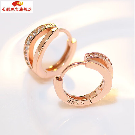 Changcai Earrings 2021 Trendy Color Gold Earrings Korean Simple Earrings Earrings Women's Silver-plated No-Pick Rose Gold Earrings Rose Gold Pair