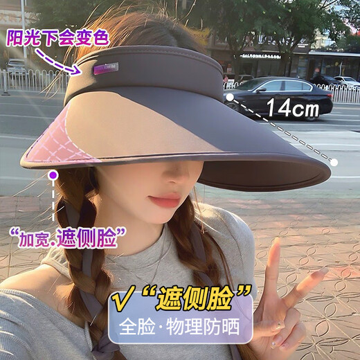 Demi Anissa sun protection hat for women summer large brim face-covering sun hat anti-UV outdoor cycling hollow top sun hat dark gray - streamer windproof rope one size (hat girth is adjustable)