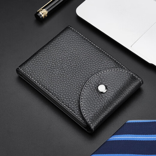 FXS Card Holder ID Bag Men's Genuine Leather Wallet Multi-Slot Driver's License Leather Case Anti-Degaussing Cow Leather Portable Bank Card Holder Brown-Standard Card Holder