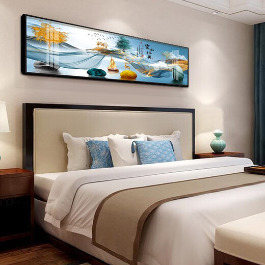 
Mo Hua Lulin Modern Simple Bedroom Decoration Painting Warm and Romantic Bedside Painting Hotel Hotel B&B Room Hanging Painting Background Wall Painting 03 Shilai Run 12146 200*60 Gold Frame (Diamond Inlay Painting) Customized Size