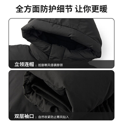 Dances with Wolves Black Gold Graphene + 90 Duck Down Winter Hooded Thickened Men's Down Jacket 001 Black 175