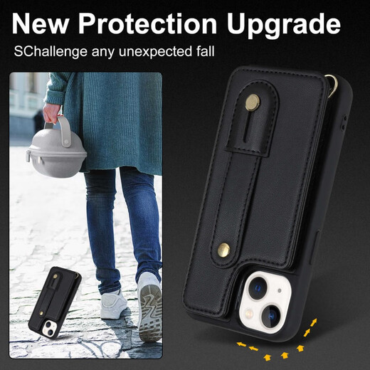 卡包适用苹果15promax斜挎手机壳挂绳iPhone14pro感12背带11卡套一体XS女款1 玫瑰金 卡包一体+可调节长绳 iPhone 15 Pro