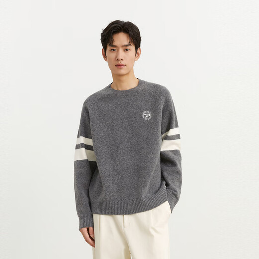 PEACEBIRD Men's Sweater Casual Autumn and Winter Striped Texture Men's Sweater Fashion Lazy Style Gray (Loose) 3 XL