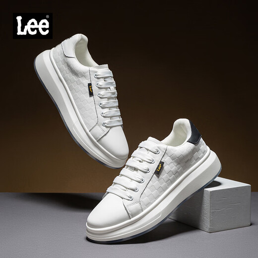 Lee男鞋休闲鞋设计感增高小白鞋男生时尚经典板鞋舒适百搭白色鞋子男 黑色 40 【偏大/请拍小一码】