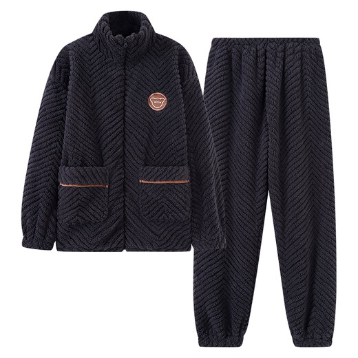 Pajama pour hommes orange doux en automne et hiver, épaissis et chaud en velours chaud pyjamas Les vêtements de maison pour le vent pour hommes peuvent être portés à l'extérieur de BC6628 HOMMES MEN LIGE L / HEAUL 168-173 Poids 120-145