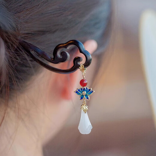 Two generations of happy hairpins for ladies, antique wooden walking tassels, new Chinese style high-end hairpins, solid wood hairpins, simple and modern hairpins