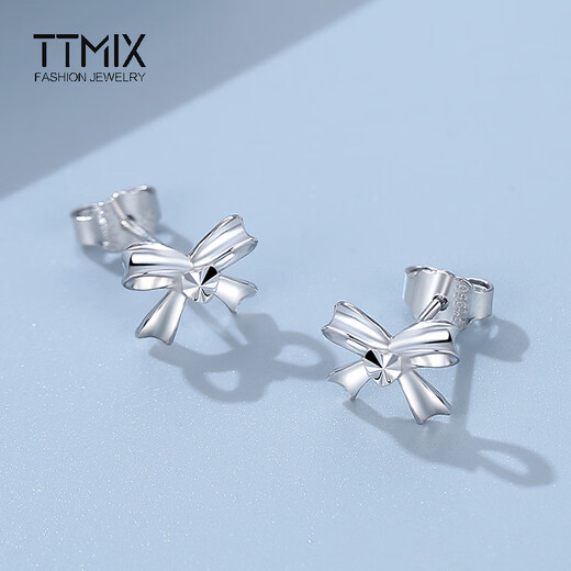 TTMIX platinum earrings for women pt950 platinum love bow earrings for pierced ears as a gift for girlfriend earrings 2.3-2.5g