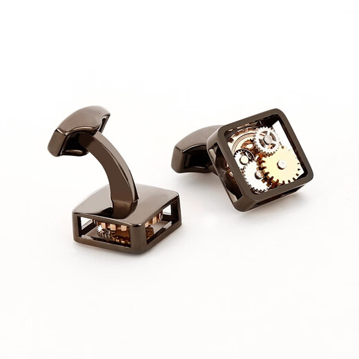 Ifsong Herren Französisch Hemd Manschettenknall hohle mechanische Ausrüstung Kern einfache leichte luxuriöse modische Hülse Nagelmanschette Nagelpistole Schwarz XK1753B