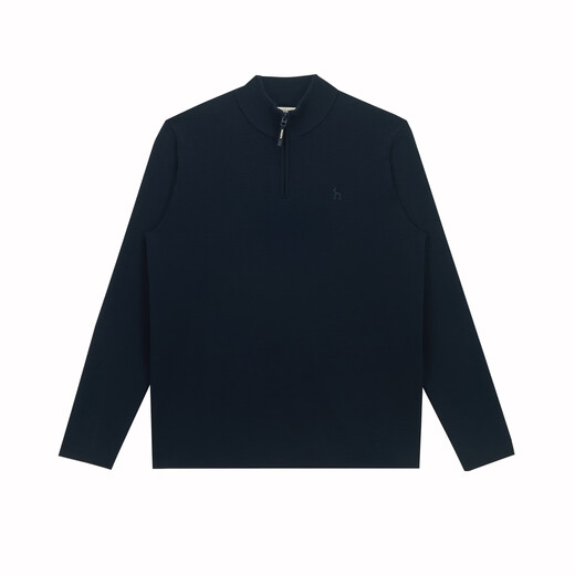 HAZZYS Men's Autumn and Winter Knitted Cardigan Men's Half-Open Zipper Pullover Men's Sweater ABYZD0BDDF1 Navy Blue NV L (175/96A 48)