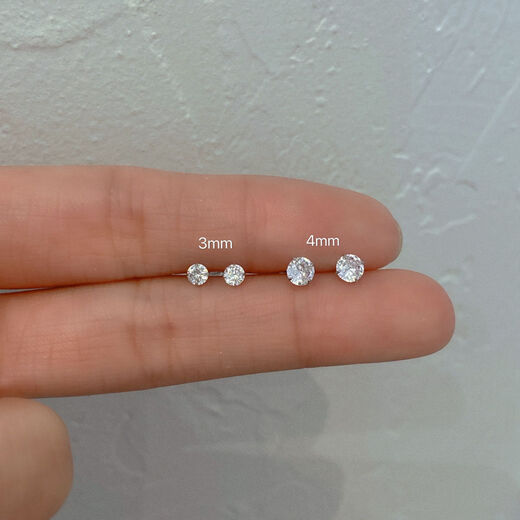 萨拉拉耳钻 皓石耳钉单钻银耳骨钉耳饰简约百搭男女情侣款钻饰SN7027 3mm锆石耳钉（1对）