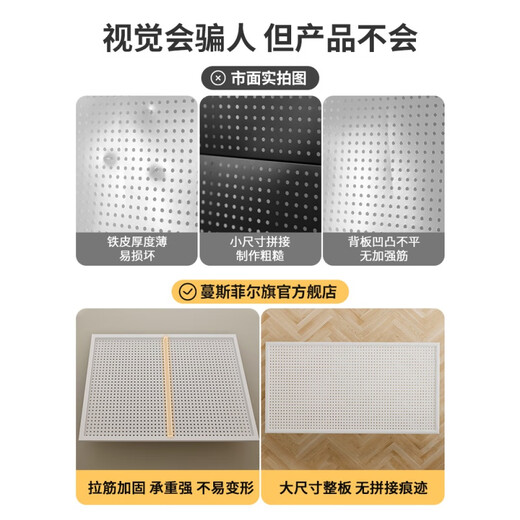 CLCEY配豪置物架圆孔洞洞板墙上货架不锈钢展示收纳定制五金工具挂 带边框 加厚款12040cm-白