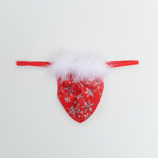 ROSELEX confidential delivery men's sexy thong plush temptation butt lift intercourse without taking off sexy snowflake red one size