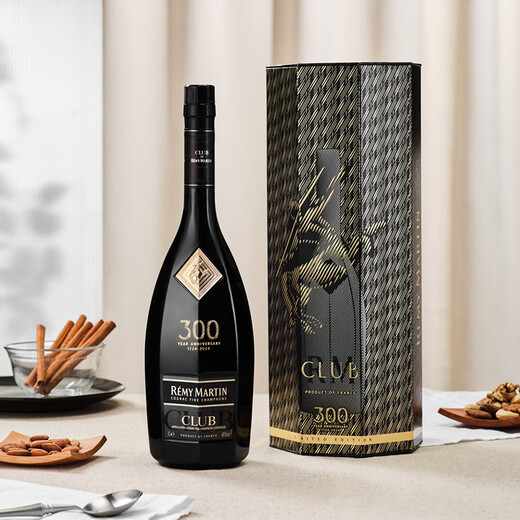 人头马（Remy Martin） CLUB优质香槟区干邑耀黑珍藏版三百周年纪念款礼盒 法国原装进口 1L 1瓶