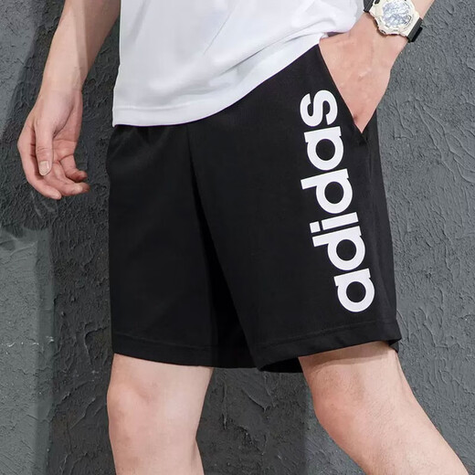 阿迪达斯 （adidas）短裤男裤2025夏季新款运动裤健身训练休闲裤子透气五分裤IC1484 IC0062黑色针织透气 XL