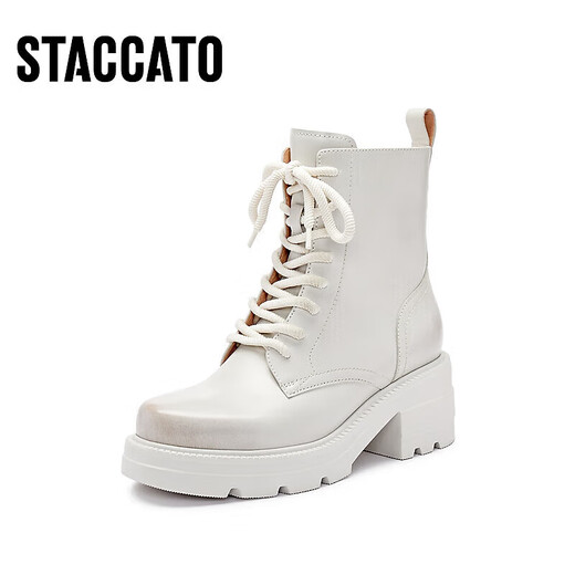 Sijiatu [same as Yang Mi] New winter rock SOLO British Martin boots thick heel short boots EEZ14DD3 Yunrou White Apricot (single) 37