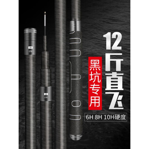 Varilla de pesca de pozo negro Super duro 19 Coda de mano ajustable Flying Black Stick Black Object Barn 6H8H10H Coda de pesca Rofi, Cuerpo de carpa plateada 6196m