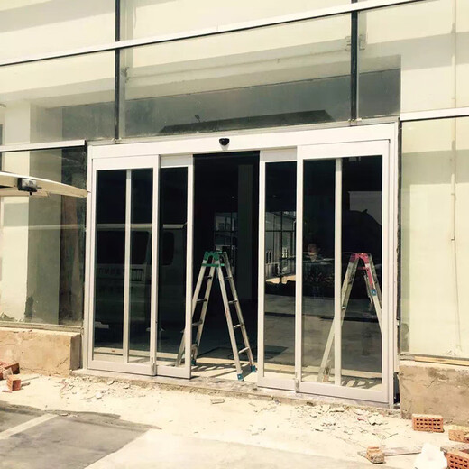 广州自动玻璃门厂家 清远感应玻璃门 广东不锈钢化玻璃平移门 黑色